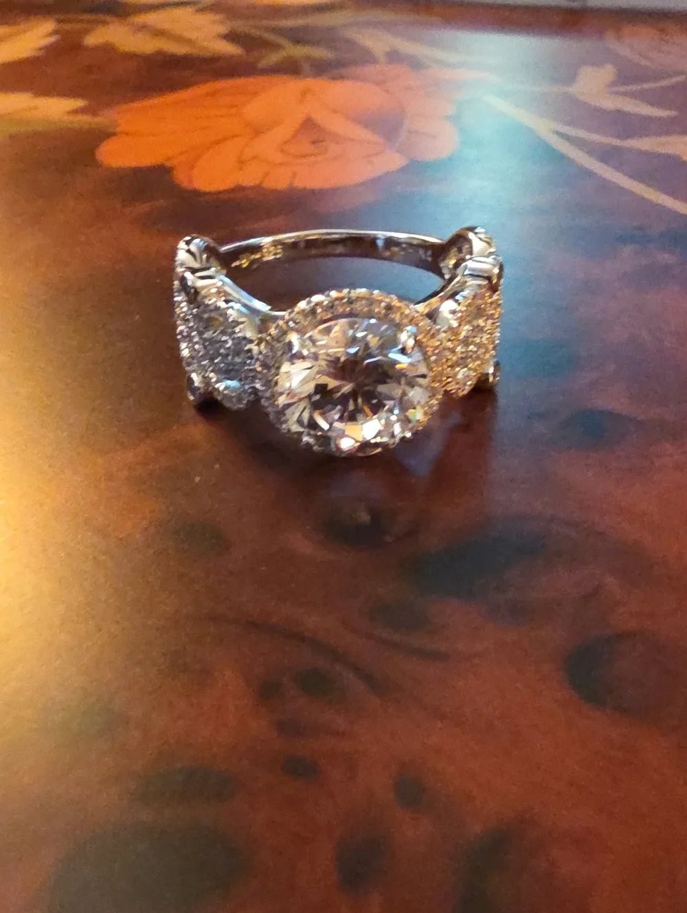 Bella Luce(R) Rhodium Over Silver And Eterno(TM) Rose Ring Size 10
